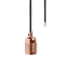 Vintage socket E27 pendant Copper - 6m black cord