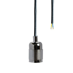 Vintage socket E27 pendant Black Chrome - 6m black cord