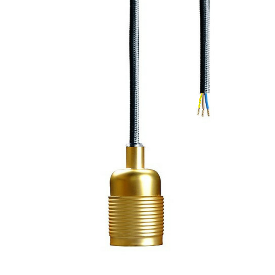 Vintage socket E27 pendant Brass - 6m black cord